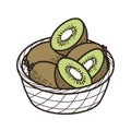 Kiwi fruit in basket, illustration, healthy, fresh Royalty Free Stock Photo