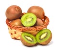 Kiwi fruit on the basket isolated on white Royalty Free Stock Photo