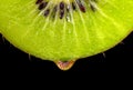 Kiwi fruit close-up with a drop of juice and the number 2019. The concept of healthy eating and lifestyle in the New Year 2019