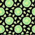 Kiwi fruit drawings seamless pattern