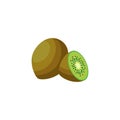 Kiwi Fruit Flat Design Vector Illustration Isolated on a white background Royalty Free Stock Photo