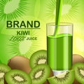 Kiwi fruit food slice banner, realistic style Royalty Free Stock Photo