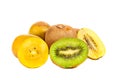 Kiwi fruit, gold and green kiwi Royalty Free Stock Photo