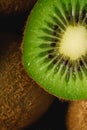 Kiwi fruit half sliced close up macro, healthy lifestyle and food