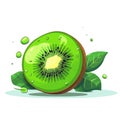 Kiwi fruit. Image of fresh kiwi fruit. Sliced kiwi in flat design