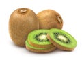 Kiwi fruit isolated. Whole and sliced kiwi isolated on white background with clipping path. Royalty Free Stock Photo