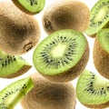 Kiwi fruit levitating on a white background Royalty Free Stock Photo