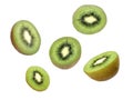 Kiwi fruit levitating on a white background Royalty Free Stock Photo