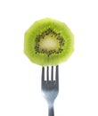 Kiwi Fruit Slice on Fork Royalty Free Stock Photo