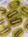 Kiwi fruit slice isolated halthy green fruite.