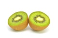 Kiwi fruit sliced in half on white background Royalty Free Stock Photo