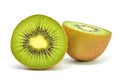Kiwi fruit sliced in half on white background Royalty Free Stock Photo