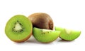 Kiwi fruit sliced segments on white background Royalty Free Stock Photo