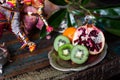 Kiwi fruit still life in the Indian interior