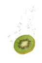 Kiwi fruit in water with air bubbles Royalty Free Stock Photo