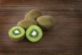 Kiwi fruit on wooden background with copy spac