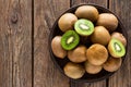 Kiwi fruit on wooden rustic table, ingredient for detox smoothie Royalty Free Stock Photo