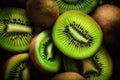 Kiwi full frame, fresh fruit background, Generated AI