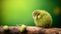 Kiwi Green Cute Baby On A Branch: Moody Still Life With Symbolic Animal