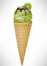 Kiwi ice cream cone