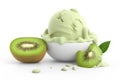 Kiwi Ice Cream Scoop With Slices Of Kiwi Royalty Free Stock Photo