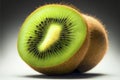 kiwi, with its bright green skin peeled back