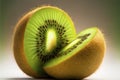 kiwi, with its bright green skin peeled back