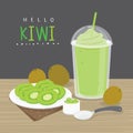 Kiwi Juice, Drink kiwi Water and half slice Kiwi vector.