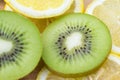 Kiwi and lemon fruit slices closeup Royalty Free Stock Photo