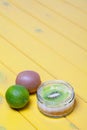 Kiwi lime sweet cheesecake dessert. Colorful summer vegetarian f Royalty Free Stock Photo