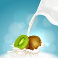 Kiwi and milk jug Royalty Free Stock Photo