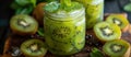 Kiwi and mint mason jar infusion Royalty Free Stock Photo