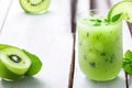 Kiwi and mint refreshing summer drink. ai generative