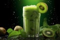 Kiwi and mint refreshing summer drink