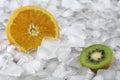 Kiwi and orange on ice Royalty Free Stock Photo