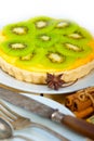Kiwi  pie tart and spices Royalty Free Stock Photo