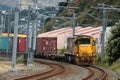 Kiwi Rail diesel loco on container freight train