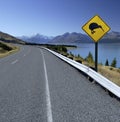 Kiwi Road Sign - New Zealand - Mt Cook Royalty Free Stock Photo