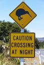 Kiwi road sign in New Zealand Royalty Free Stock Photo