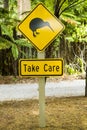 Kiwi road sign in New Zealand Royalty Free Stock Photo