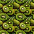 Kiwi seamless pattern background. Realistic photographic style.