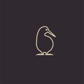 Kiwi set black gold color outline line set silhouette logo icon designs vector