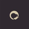 Kiwi set circle black gold color outline line set silhouette logo icon designs vector