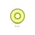 Kiwi simple icon. Vegan logo template, minimalism style. Half fruit vector illustration on white background.