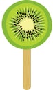 Kiwi slice ice cream on a wooden stick