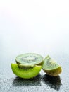 Kiwi water. Green kiwifruit isolated on white background. Organi