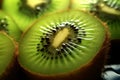 Kiwi slice perfection, up-close view of refreshing kiwi fruit