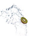 kiwi slice splash in water-isolated on white Royalty Free Stock Photo