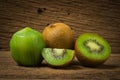 kiwi. sliced. half. fresh. on old wood