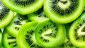 Kiwi slices background or banner. Kiwi fruit cut texture. Flat lay, top view Royalty Free Stock Photo